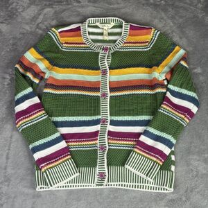 Matilda Jane Cardigan Sweater Juniors 12 Green Striped Knit Button Front